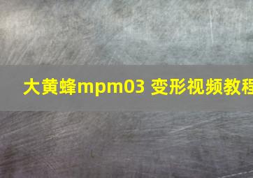 大黄蜂mpm03 变形视频教程